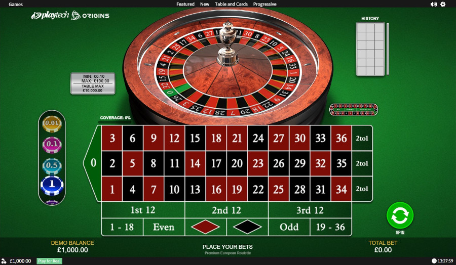 Premium European Roulette Placing Bets - -