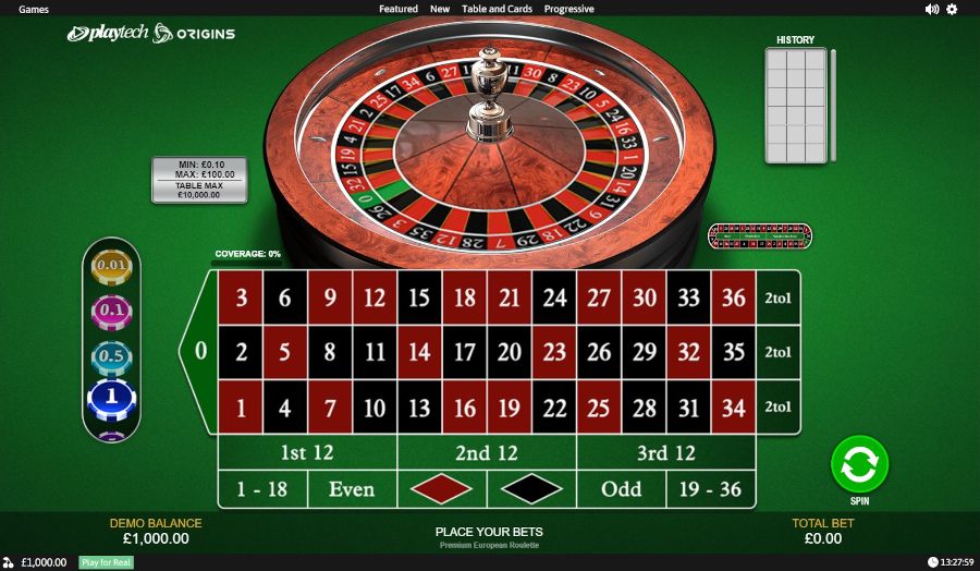 Premium European Roulette Placing Bets - -