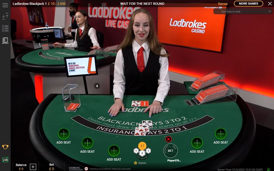 Ladbrokes Blackjack 1 Gameplay - -