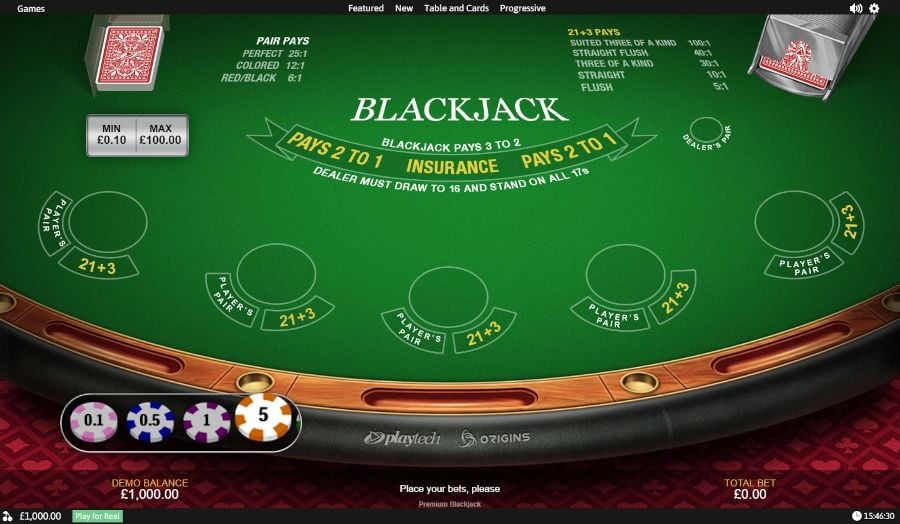 Premium Blackjack Placing Bets - -