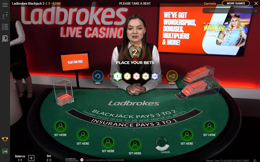 Ladbrokes Blackjack 2 Placing Bets - -