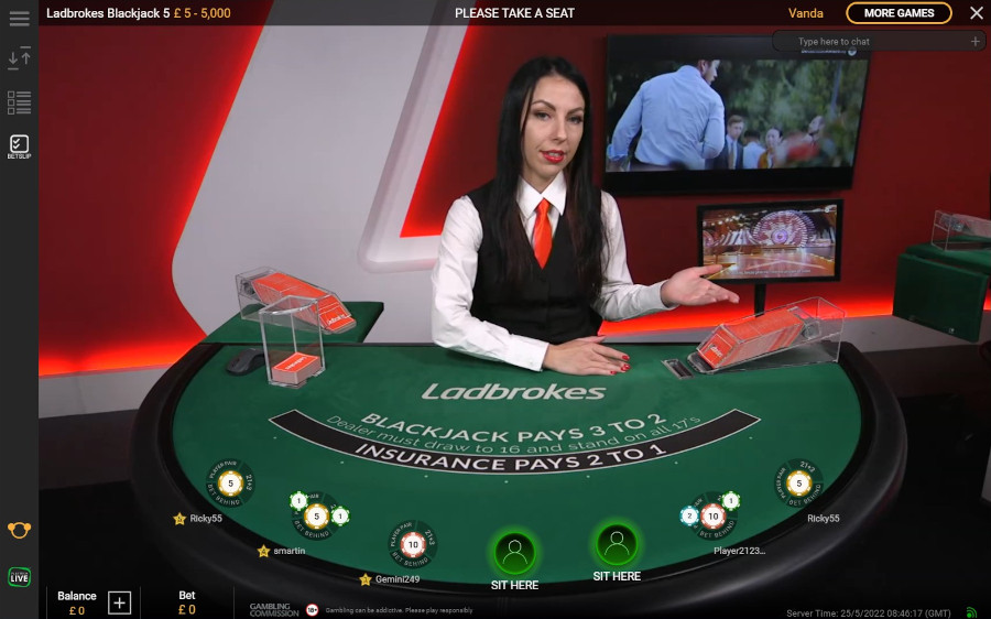 Ladbrokes Blackjack 5 Dealing Cards - -