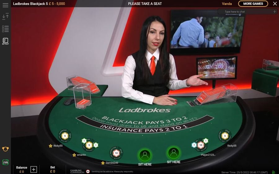 Ladbrokes Blackjack 5 Dealing Cards - -
