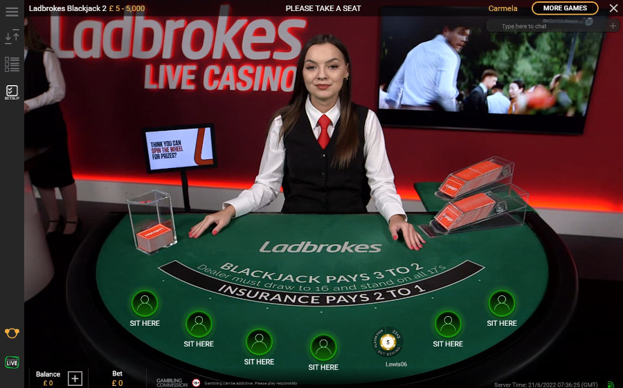 Ladbrokes Blackjack 2 Card Dealing - -