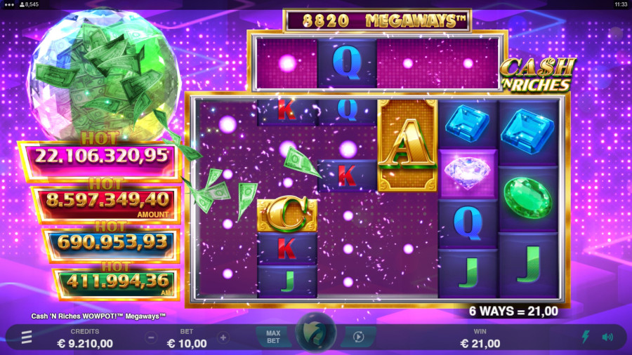 Cash N Riches Wowpot Megaways Rolling Reels - -