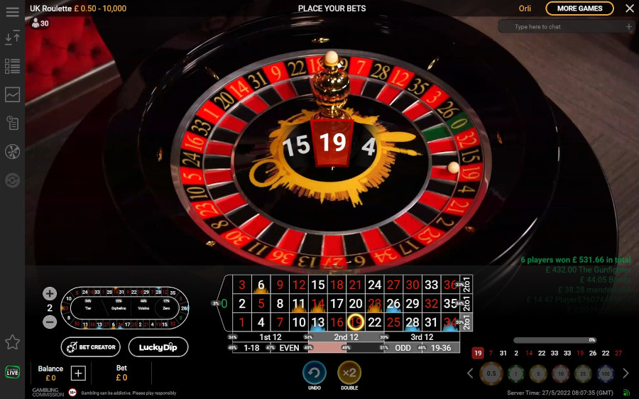 Uk Roulette Live Winning Number - -