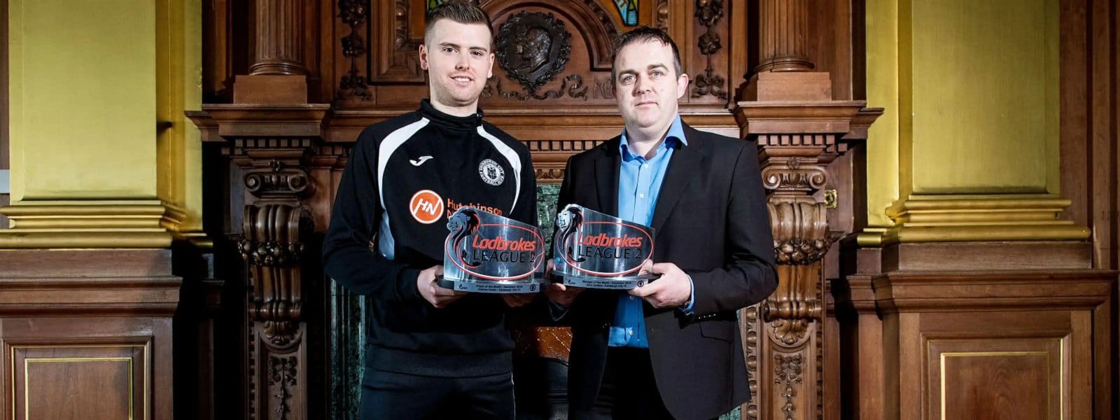 Andrew Stobie and Gary Jardine - Edinburgh City - Ladbrokes League 2 Player and Manager of the Month