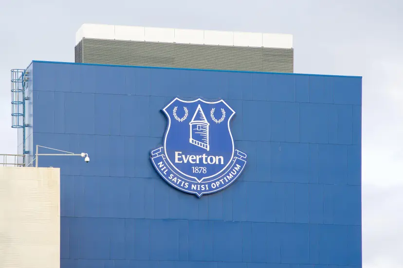 England, Liverpool - December 29, 2023: The Everton FC club crest at Goodison Park